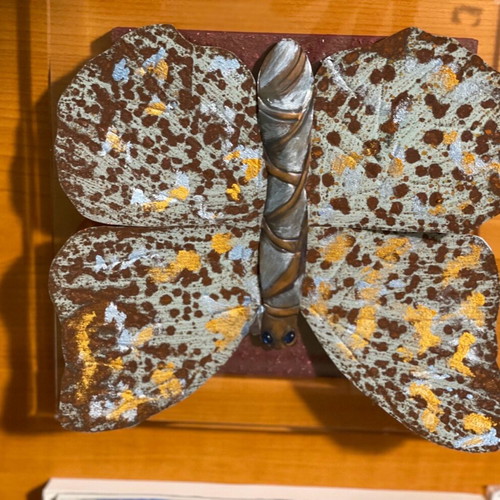 Handmade frame with butterfly in plexiglass and wood new