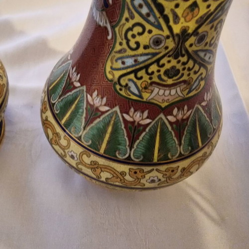 Chinese vases used, pair, 24.5 cm, early 20th century