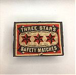  Ξύλινο Σφραγισμένο πακέτο με 12 σπιρτόκουτα Three stars δεκαετίας '50