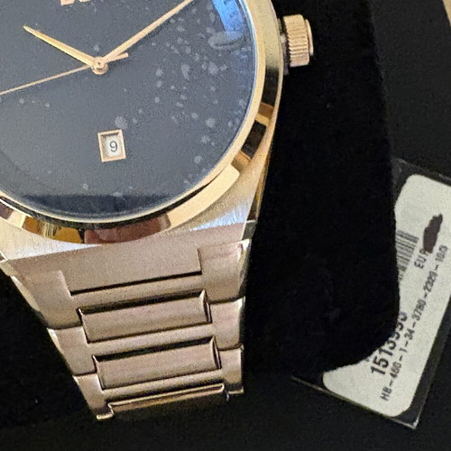 Boss men's watch with blue black dial and gold plated bracelet new