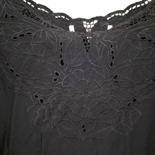 Vintage women's black blouse with embroidery used