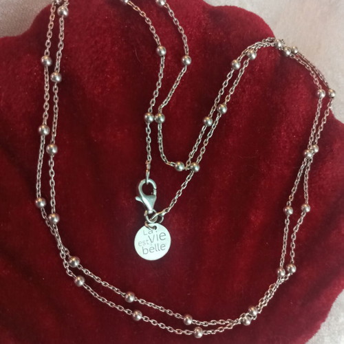 Silver necklace 925 with beads La Vie Est Belle like new, 68cm