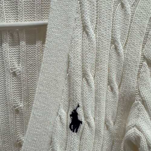 Ralph Lauren white long ribbed cardigan like new, size small