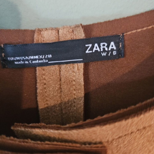 Zara faux suede coat camel color with fur trim size M like new