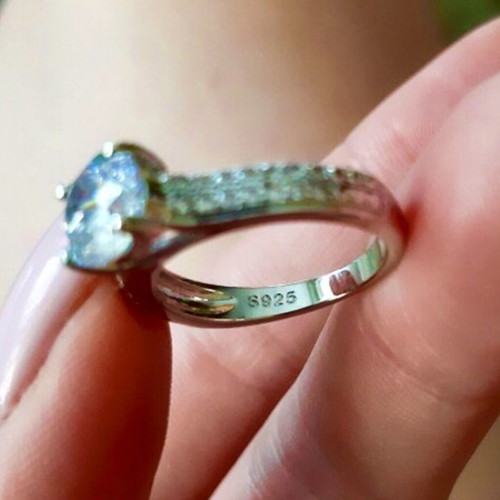 Wedding and Solitaire Rings with Zircon Set - Plated with Silver 925