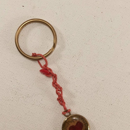 Heart keychain handmade made to order, red and gold