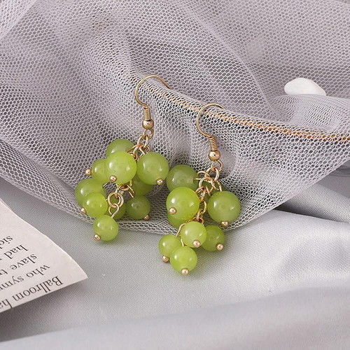 Green grape cluster earrings, fresh summer style