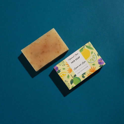 Hair soap with lemon and lime new for blonde, white and gray hair