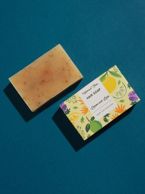 Hair soap with lemon and lime new for blonde, white and gray hair