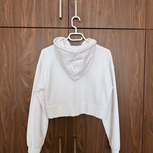 Zara cropped zip-up hoodie in white