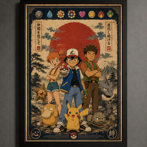 Pokemon framed poster 30x40cm