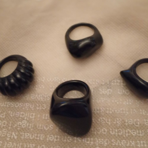 Black ring set new, unisex, universal size