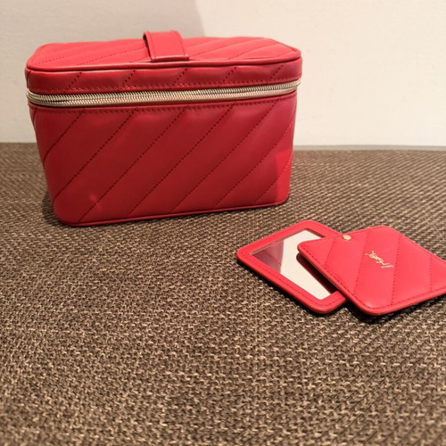 YSL Makeup Bag with Mirror New, Red