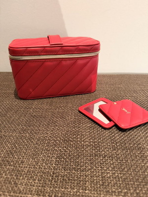 YSL Makeup Bag with Mirror New, Red