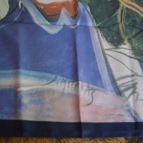 Collectible scarf by painter Dimitris Mytaras for Dove 63x63 cm like new