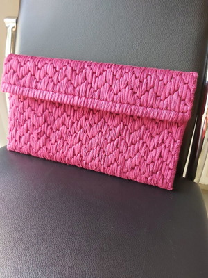 Knitted clutch bag new, burgundy with cotton yarn