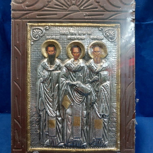 Icon of the Three Hierarchs new, wood and metal