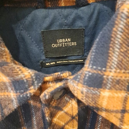 Urban Outfitters plaid jacket, unisex oversized, blue and orange