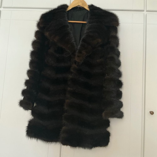 Mink fur women's half coat like new, dark brown