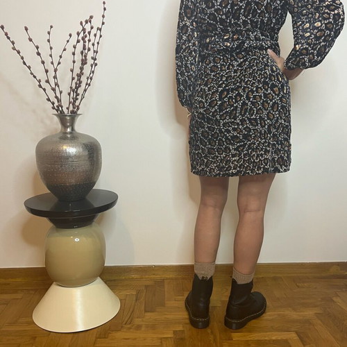 Mini velvet dress Traffic People black like new with impressive print