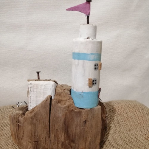Shabby chic lighthouse decoration with house new