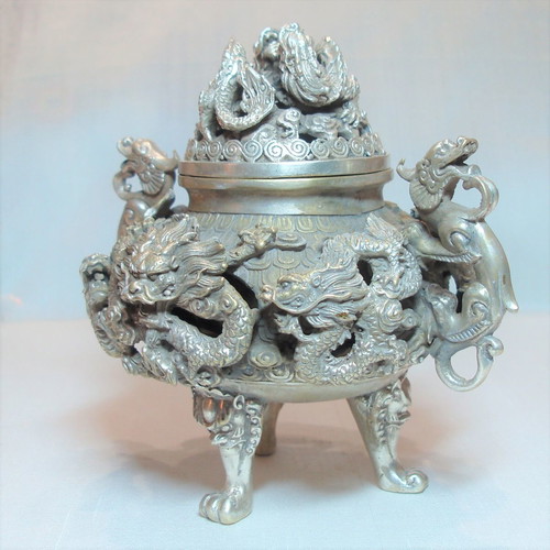 Brass 19th century floor incense burner used, Asian art