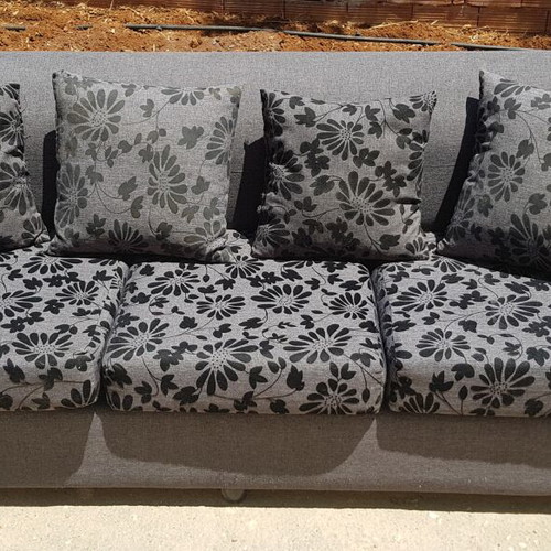 Three-Seater Sofa Grey and Black Fabric like new