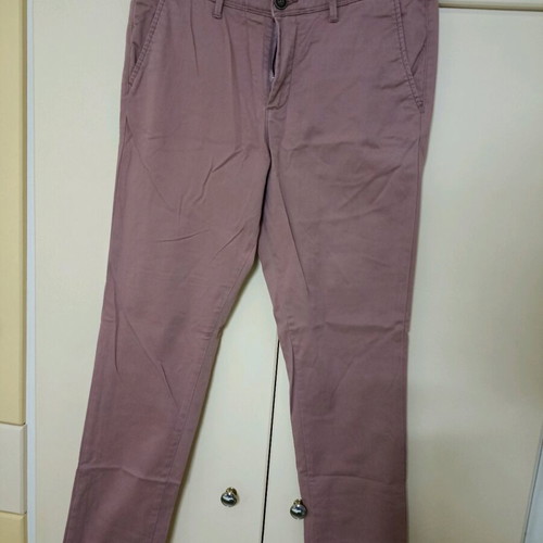 Men's pink-salmon fabric pants like new, straight fit