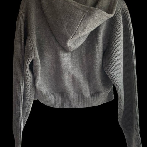 Zara cropped cardigan grey like new with hood and zipper