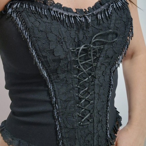 Strapless corset with stones like new, black, size Small/Medium