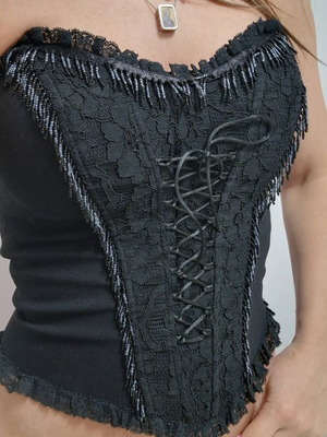Strapless corset with stones like new, black, size Small/Medium