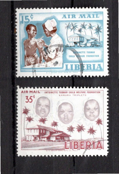Λιβερία 1957 Airmail - Tubman Child Welfare Foundation SET CTO  κομπλε σειρα σφραγισμενα  χαριστηκα
