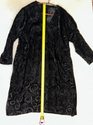 Vintage black devoré velvet dress 60s/70s, custom made, collectible