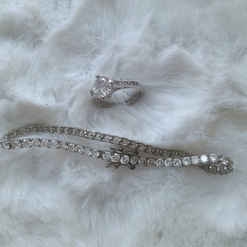 Silver 925 Riviera and adjustable ring set vintage, like new