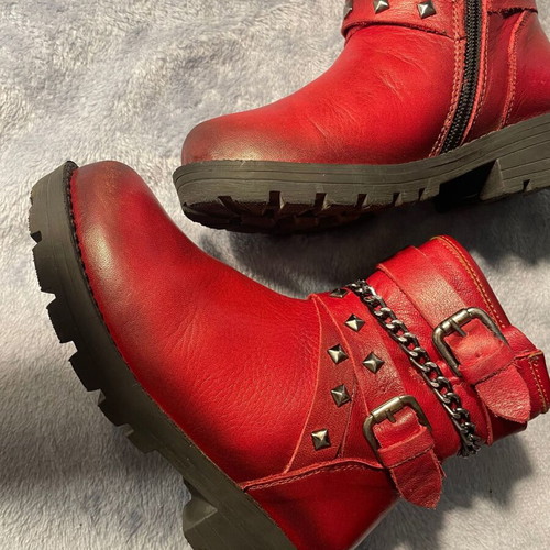 Crocodilino kids leather boots size 27 like new, burgundy