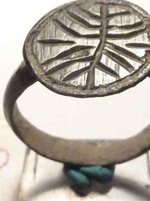 Old Revival Bronze Ring with Decoration used