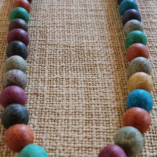 Handmade long necklace with ceramic beads like new, colorful