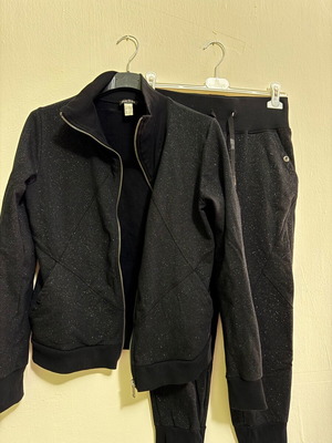 Diesel tracksuit set black with gold rhinestones, size Small