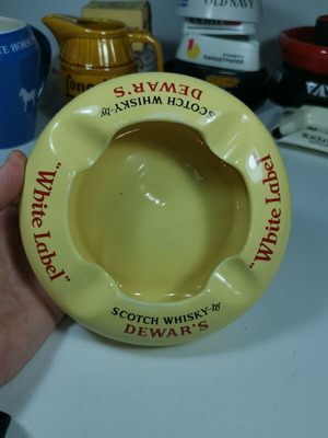 Vintage Dewar’s White Label promotional ashtray used