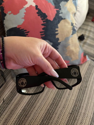 Versace vintage sunglasses used, black, some rhinestones missing