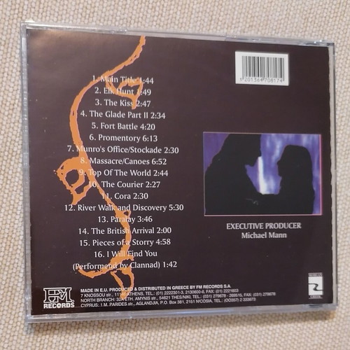 The Last of the Mohicans Original Motion Picture Soundtrack CD used