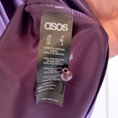 Asos dress new, purple, size small with deep neckline and sheer sleeves