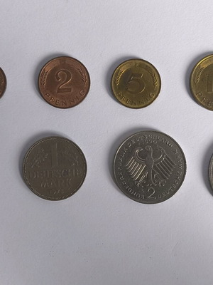 German coin collection used, Deutsche Mark and Pfennig vintage set