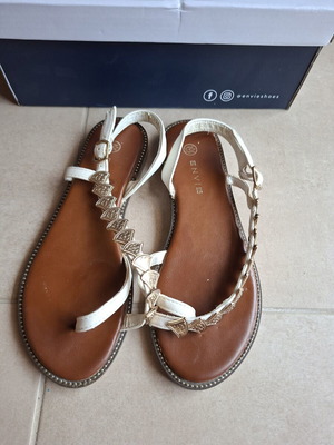 Envie white sandals with gold details, used, size 37