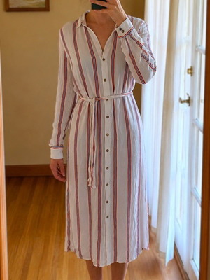 Vero Moda striped midi shirt dress with belt size M like new
