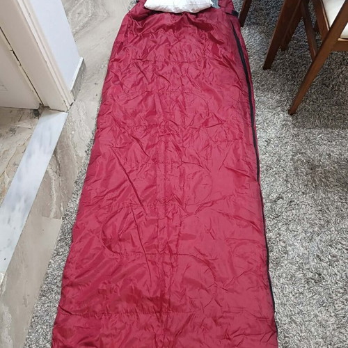 Camping set with sleeping bag, pillow and aluminum mat like new