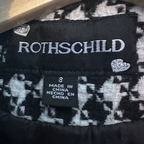 Rothschild children's coat black and white with hood, size 8