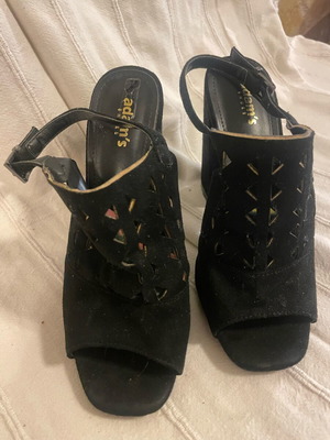 Women's black Adam's Shoes suede sandals used, size 36