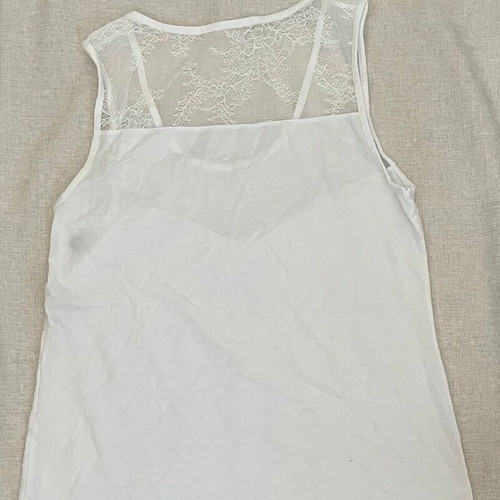 Luna modal sleeveless blouse new, white with lace in S, M, L