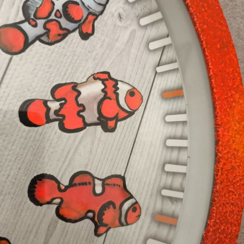 Glowing wall clock with clownfish, handmade
